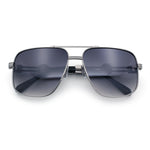 Mens Mogul Mobster Rectangle Metal Rim Double Bridge Luxury Sunglasses