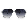 Mens Mogul Mobster Rectangle Metal Rim Double Bridge Luxury Sunglasses