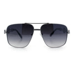 Mens Mogul Mobster Rectangle Metal Rim Double Bridge Luxury Sunglasses