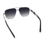 Mens Mogul Mobster Rectangle Metal Rim Double Bridge Luxury Sunglasses