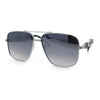 Mens Mogul Mobster Rectangle Metal Rim Double Bridge Luxury Sunglasses