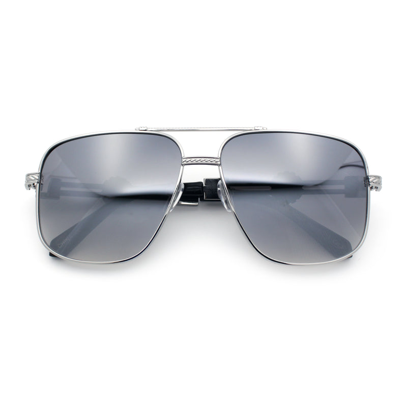 Mens Mogul Mobster Rectangle Metal Rim Double Bridge Luxury Sunglasses