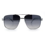 Mens Mogul Mobster Rectangle Metal Rim Double Bridge Luxury Sunglasses