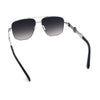 Mens Mogul Mobster Rectangle Metal Rim Double Bridge Luxury Sunglasses