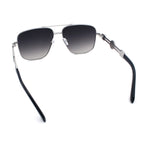 Mens Mogul Mobster Rectangle Metal Rim Double Bridge Luxury Sunglasses