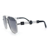 Mens Mogul Mobster Rectangle Metal Rim Double Bridge Luxury Sunglasses