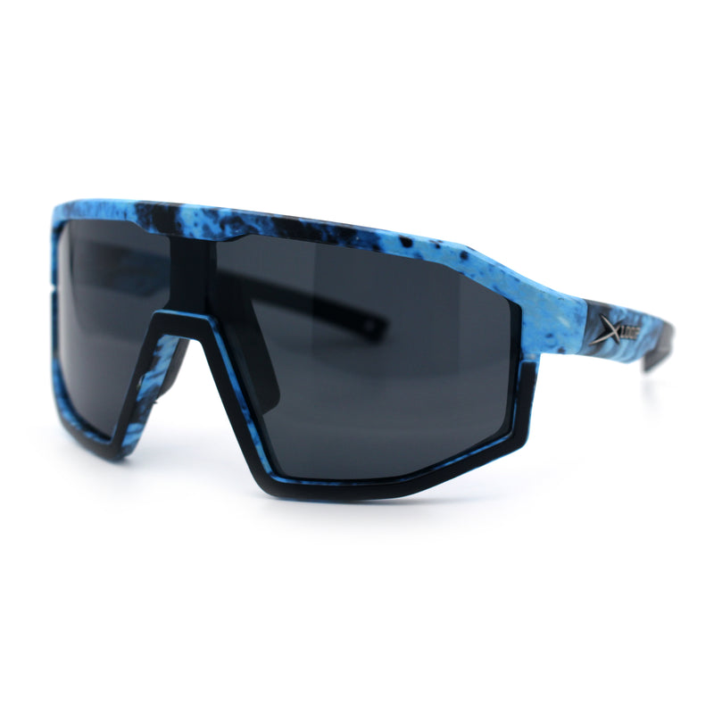 Xloop Matte Camouflage Oversized Shield Sport Wrap Plastic MTB Sunglasses