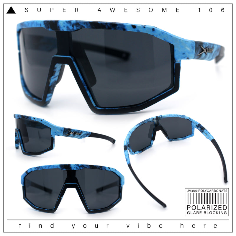 Xloop Matte Camouflage Oversized Shield Sport Wrap Plastic MTB Sunglasses