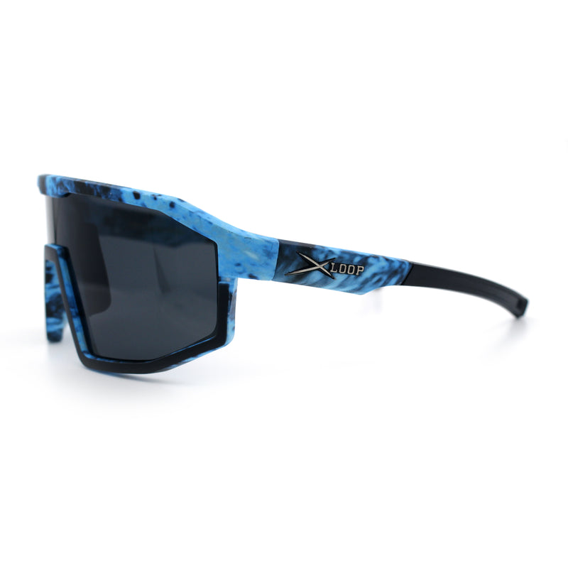 Xloop Matte Camouflage Oversized Shield Sport Wrap Plastic MTB Sunglasses