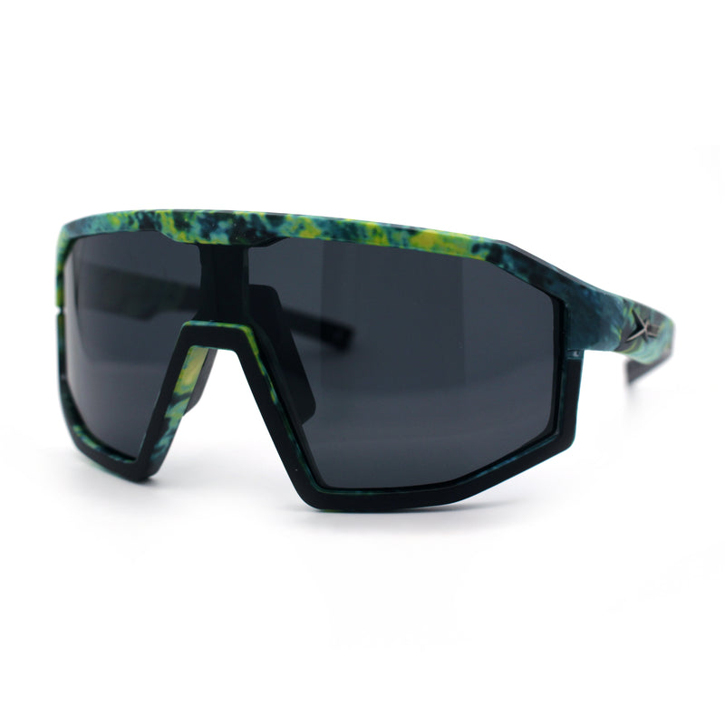 Xloop Matte Camouflage Oversized Shield Sport Wrap Plastic MTB Sunglasses