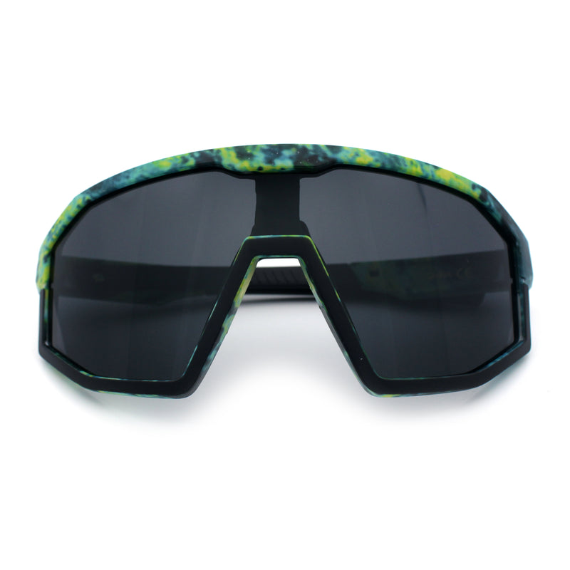 Xloop Matte Camouflage Oversized Shield Sport Wrap Plastic MTB Sunglasses