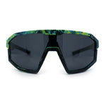 Xloop Matte Camouflage Oversized Shield Sport Wrap Plastic MTB Sunglasses