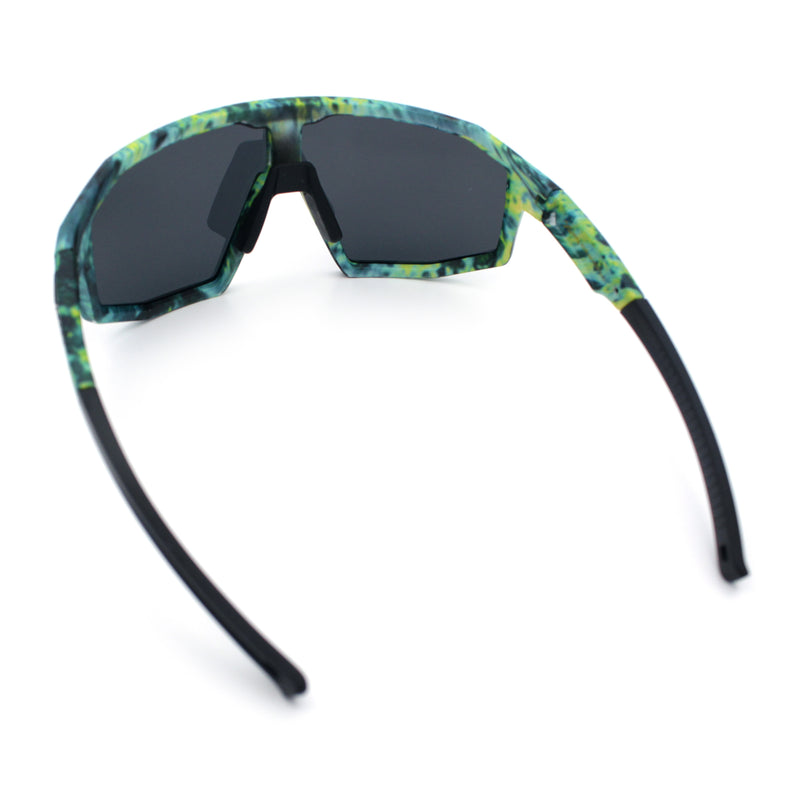 Xloop Matte Camouflage Oversized Shield Sport Wrap Plastic MTB Sunglasses
