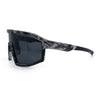 Xloop Matte Camouflage Oversized Shield Sport Wrap Plastic MTB Sunglasses