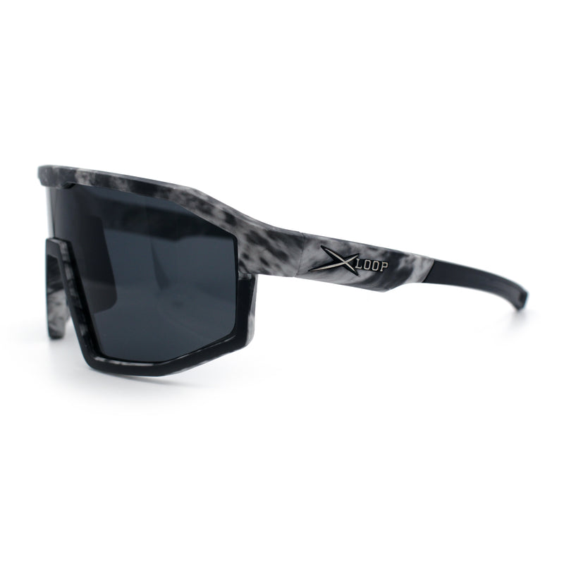 Xloop Matte Camouflage Oversized Shield Sport Wrap Plastic MTB Sunglasses