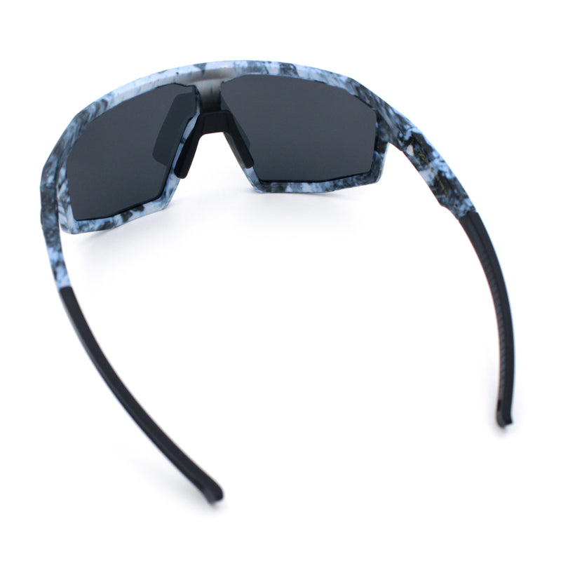 Xloop Matte Camouflage Oversized Shield Sport Wrap Plastic MTB Sunglasses
