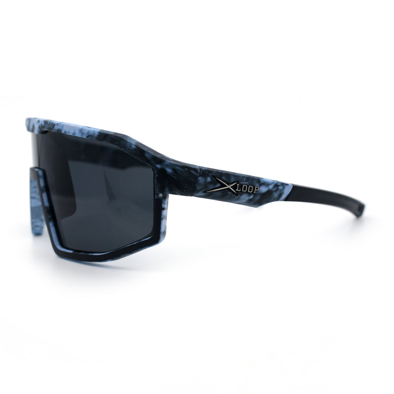 Xloop Matte Camouflage Oversized Shield Sport Wrap Plastic MTB Sunglasses