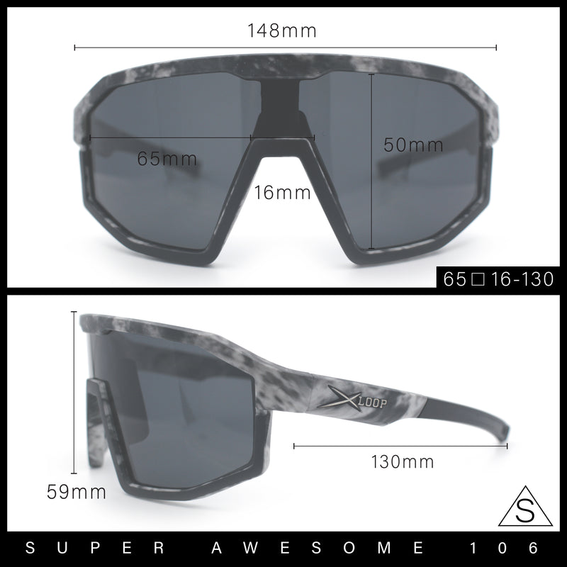 Xloop Matte Camouflage Oversized Shield Sport Wrap Plastic MTB Sunglasses