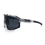 Xloop Matte Camouflage Oversized Shield Sport Wrap Plastic MTB Sunglasses