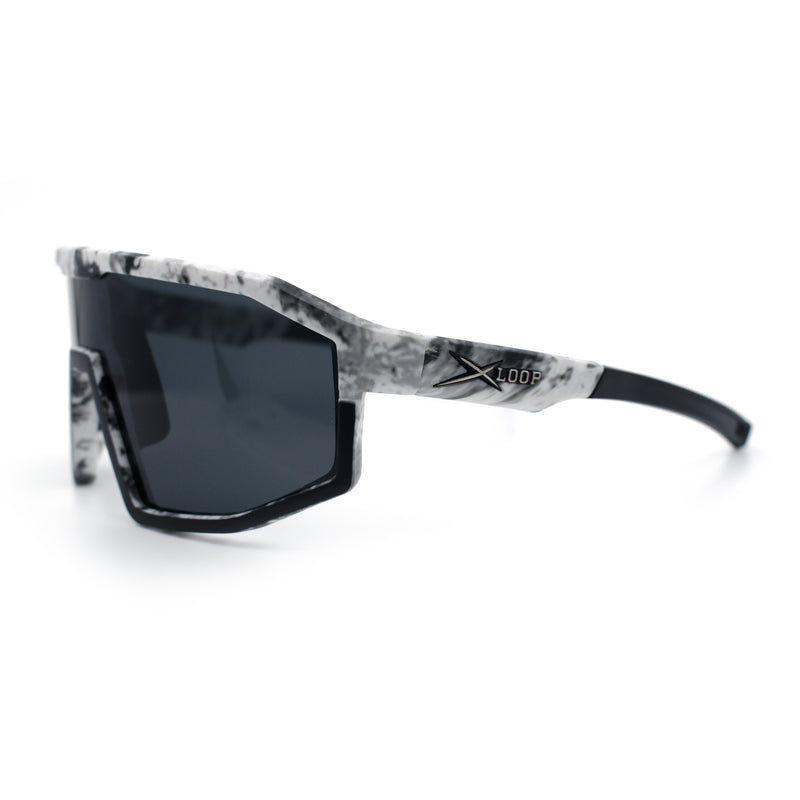 Xloop Matte Camouflage Oversized Shield Sport Wrap Plastic MTB Sunglasses