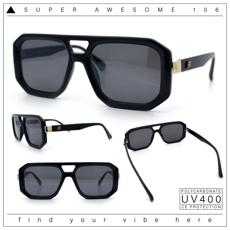 Gentlemans Geometric Flat Top Racer Thick Plastic Hipster Fashion Sunglasses