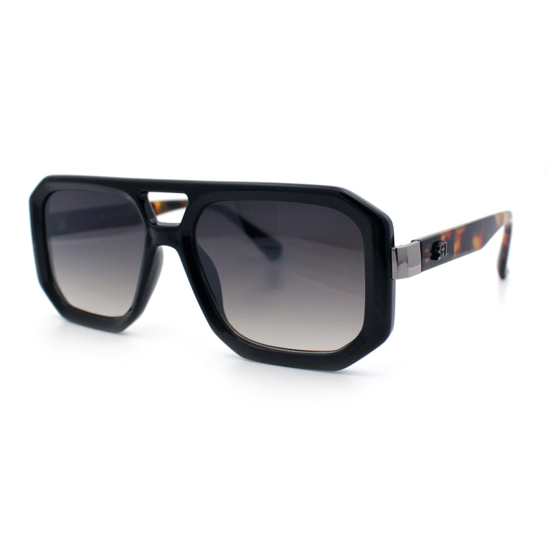 Gentlemans Geometric Flat Top Racer Thick Plastic Hipster Fashion Sunglasses