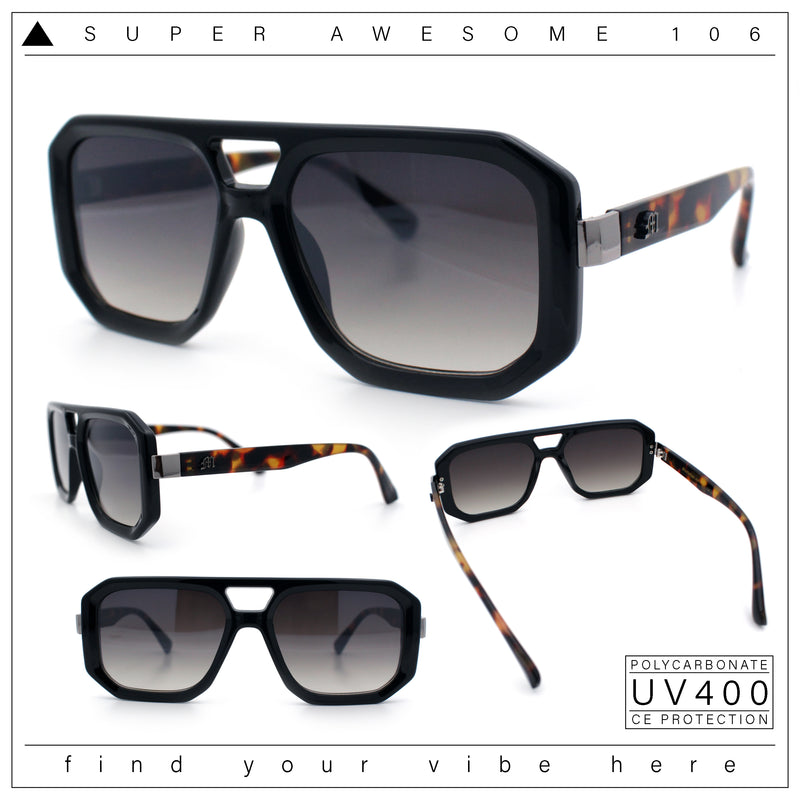 Gentlemans Geometric Flat Top Racer Thick Plastic Hipster Fashion Sunglasses