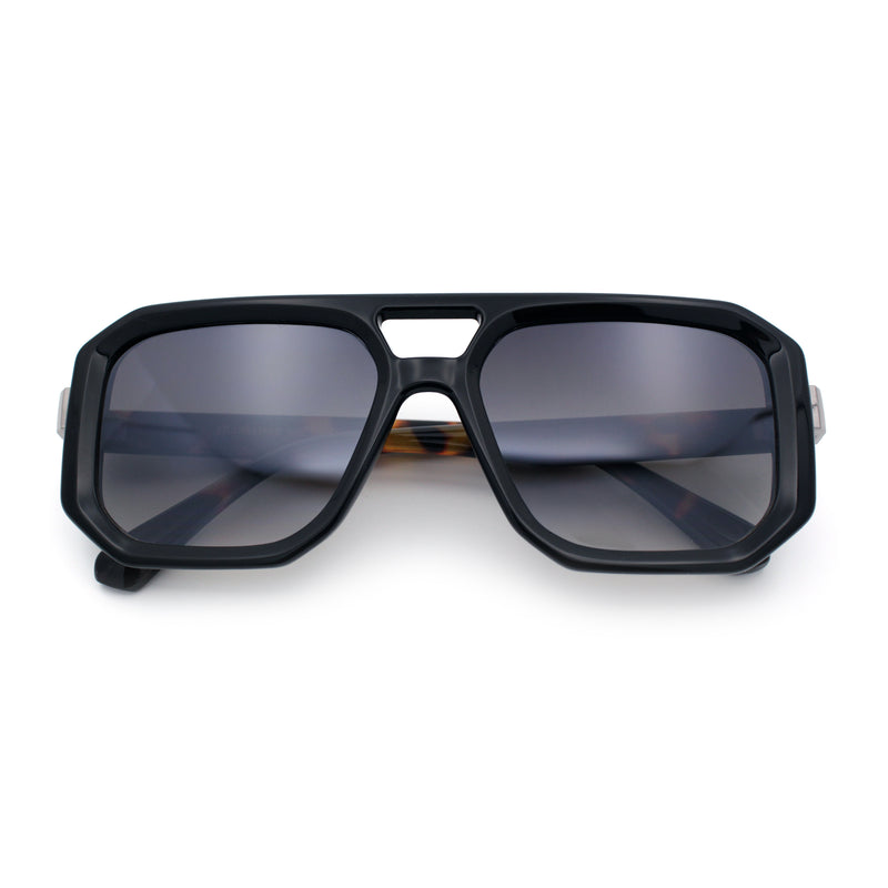 Gentlemans Geometric Flat Top Racer Thick Plastic Hipster Fashion Sunglasses