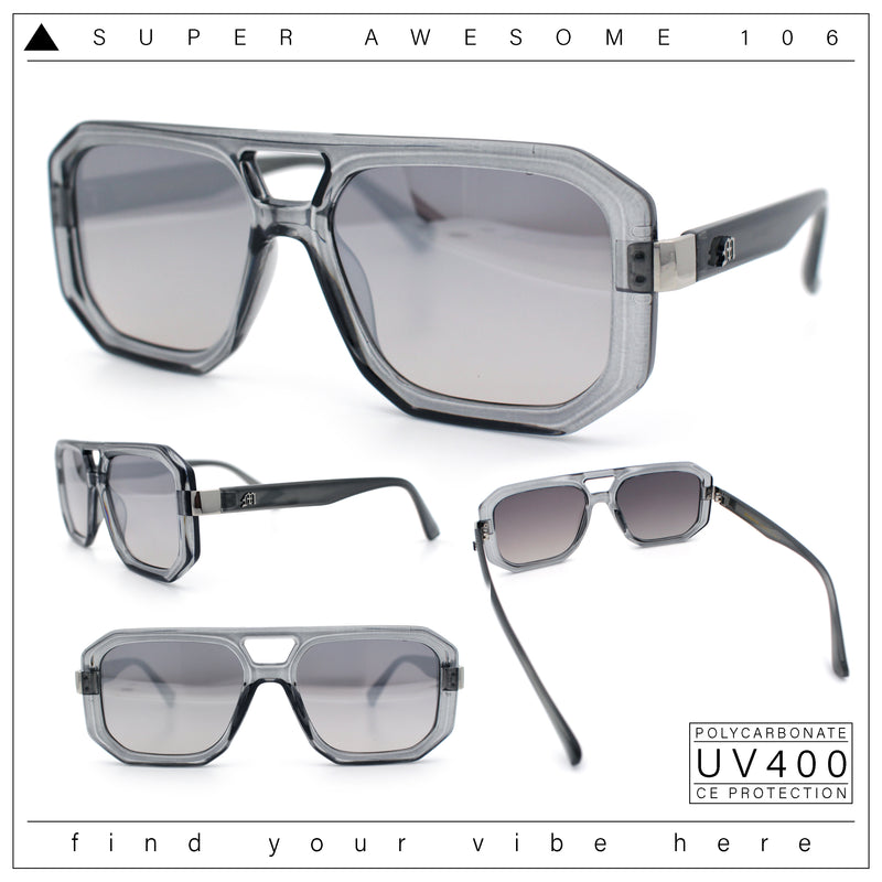 Gentlemans Geometric Flat Top Racer Thick Plastic Hipster Fashion Sunglasses