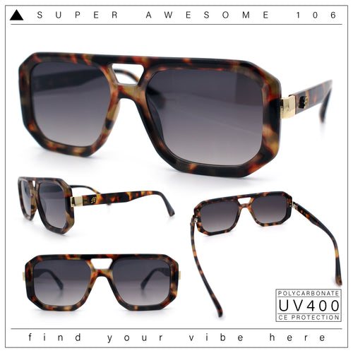 Gentlemans Geometric Flat Top Racer Thick Plastic Hipster Fashion Sunglasses