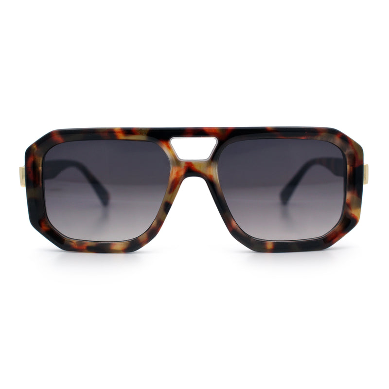 Gentlemans Geometric Flat Top Racer Thick Plastic Hipster Fashion Sunglasses