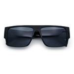 Locs Flat Top Thick Temple All Black Gangster Rectangle Plastic Sunglasses