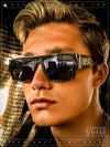 Locs Flat Top Thick Temple All Black Gangster Rectangle Plastic Sunglasses