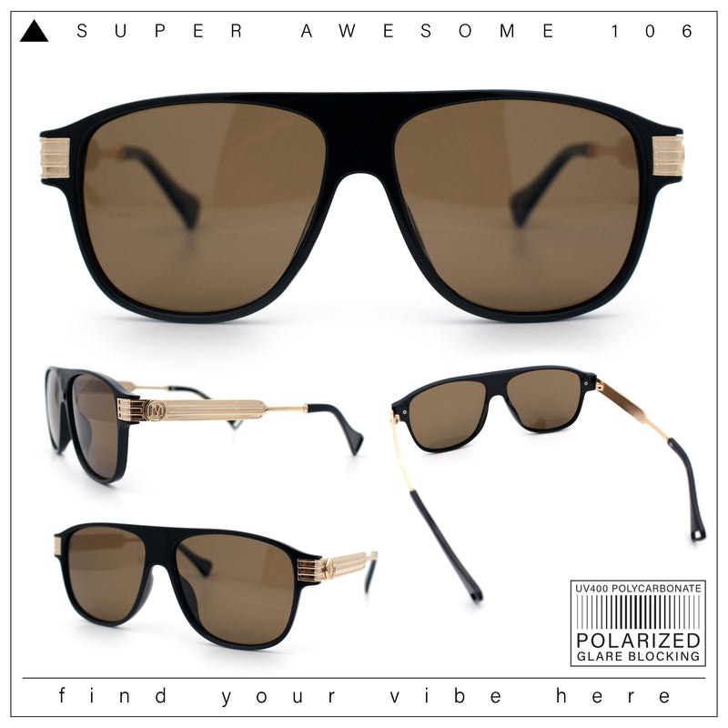 Polarized Mogul Mobster Flat Top Racer Mafia Plastic Fashion Sunglasses