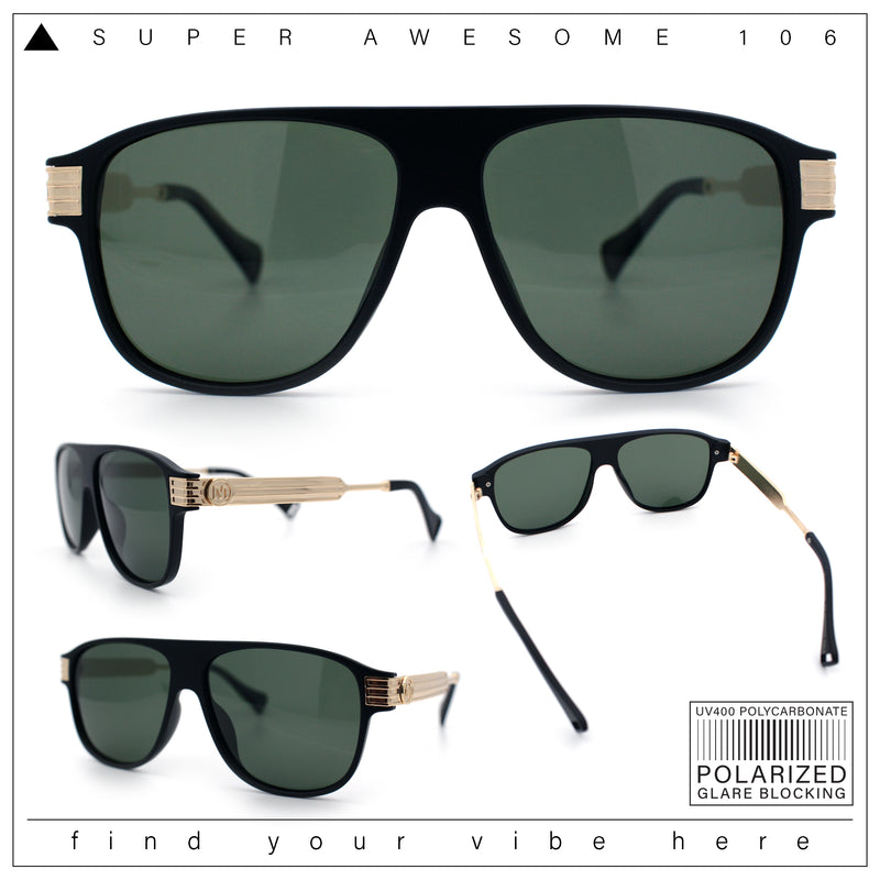 Polarized Mogul Mobster Flat Top Racer Mafia Plastic Fashion Sunglasses
