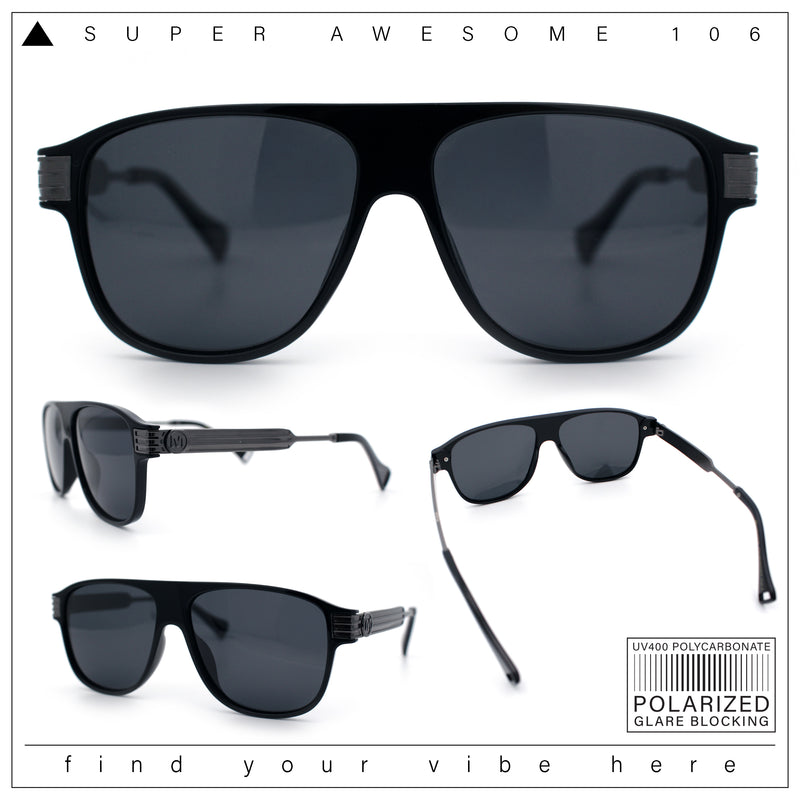 Polarized Mogul Mobster Flat Top Racer Mafia Plastic Fashion Sunglasses