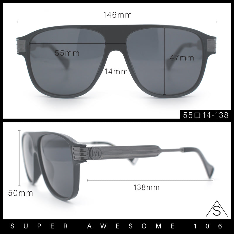 Polarized Mogul Mobster Flat Top Racer Mafia Plastic Fashion Sunglasses