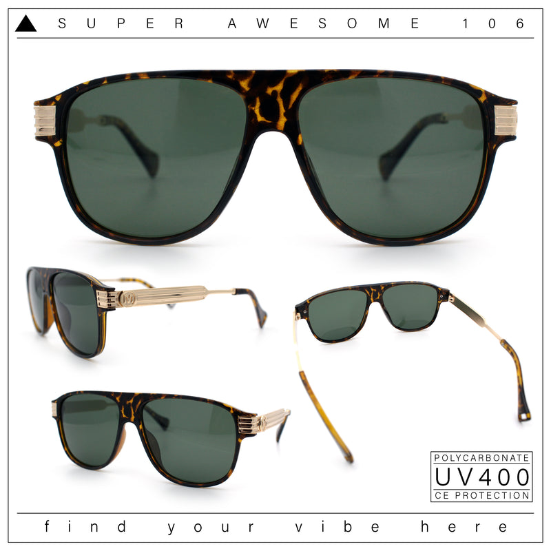 Polarized Mogul Mobster Flat Top Racer Mafia Plastic Fashion Sunglasses