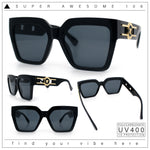Womens Large Squared Rectangle Cat Eye Designer Fashion Plastic Sunglasses