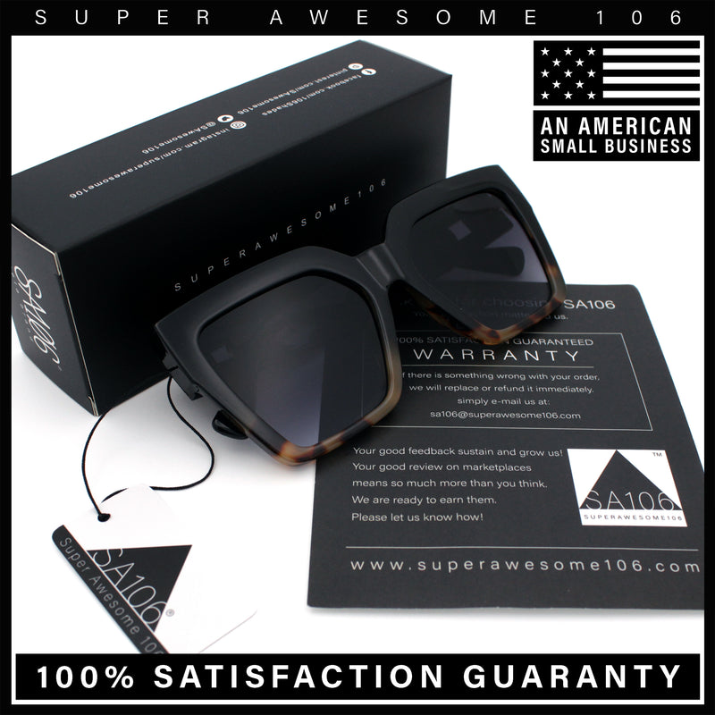 Womens Large Squared Rectangle Cat Eye Designer Fashion Plastic Sunglasses
