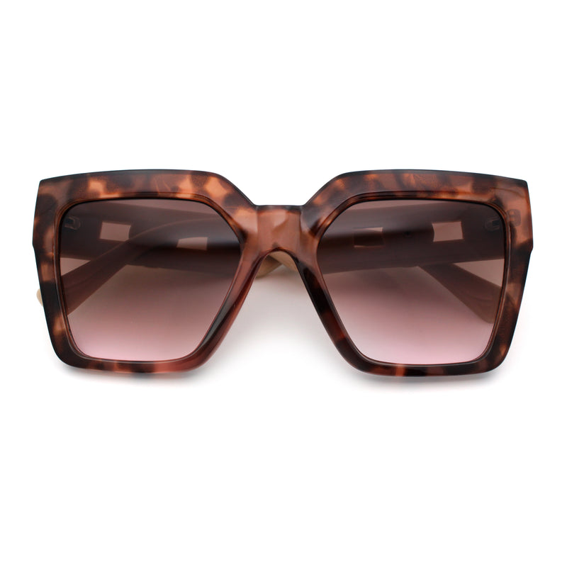 Womens Large Squared Rectangle Cat Eye Designer Fashion Plastic Sunglasses