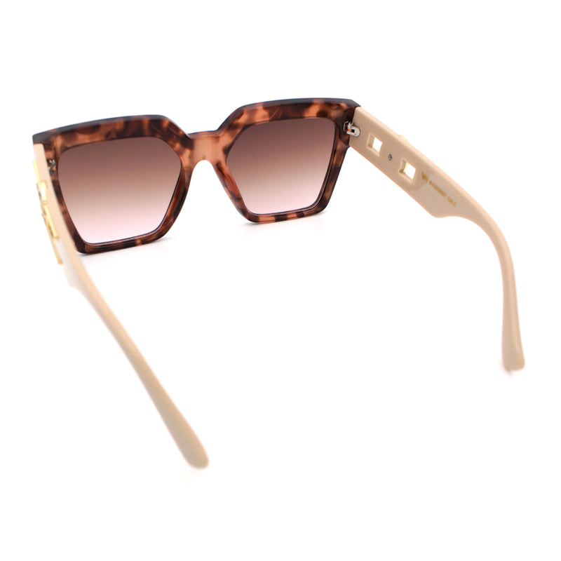 Womens Large Squared Rectangle Cat Eye Designer Fashion Plastic Sunglasses