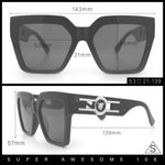 Womens Large Squared Rectangle Cat Eye Designer Fashion Plastic Sunglasses