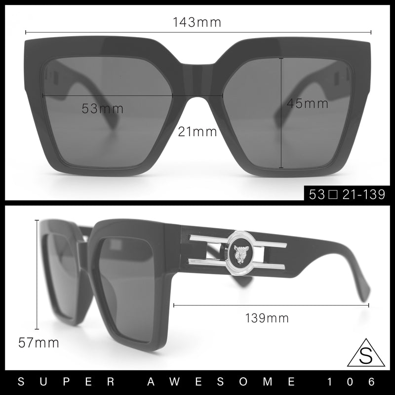 Womens Large Squared Rectangle Cat Eye Designer Fashion Plastic Sunglasses