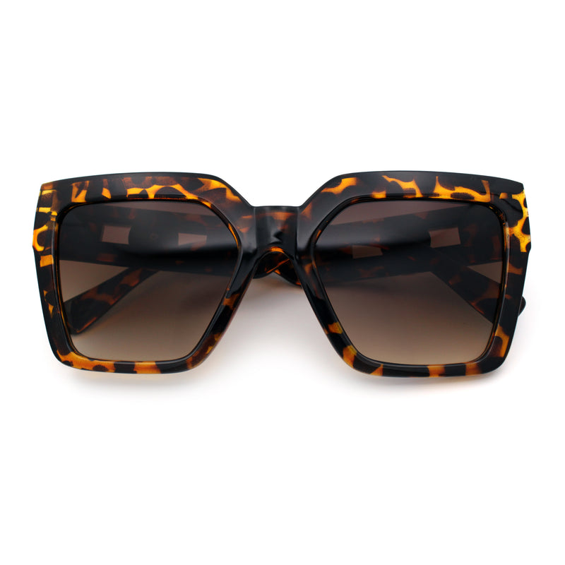 Womens Large Squared Rectangle Cat Eye Designer Fashion Plastic Sunglasses