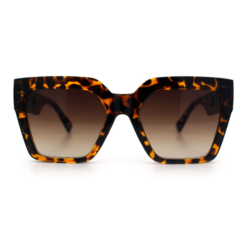 Womens Large Squared Rectangle Cat Eye Designer Fashion Plastic Sunglasses