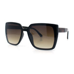 Womens Rectangle Inset Lens Minimalist Fashion Plastic Sunglasses