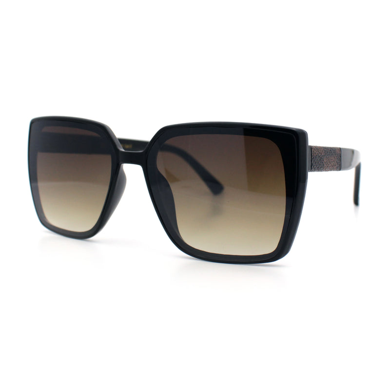 Womens Rectangle Inset Lens Minimalist Fashion Plastic Sunglasses