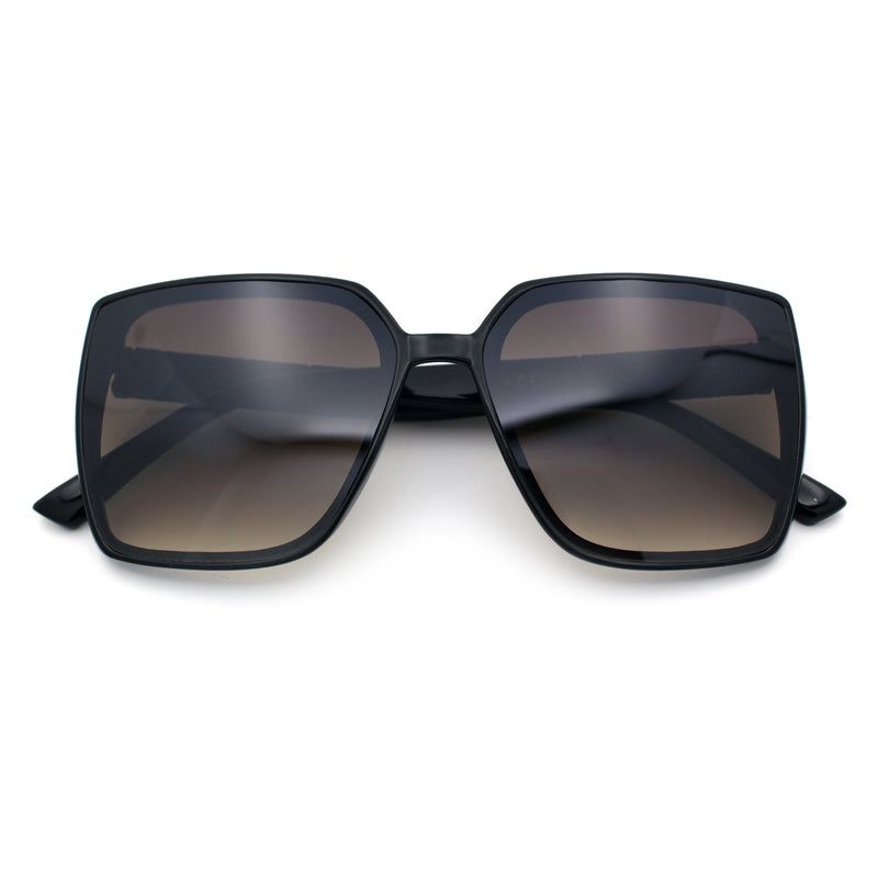 Womens Rectangle Inset Lens Minimalist Fashion Plastic Sunglasses