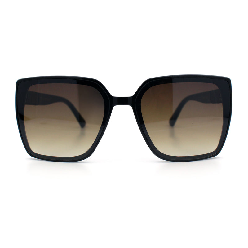 Womens Rectangle Inset Lens Minimalist Fashion Plastic Sunglasses